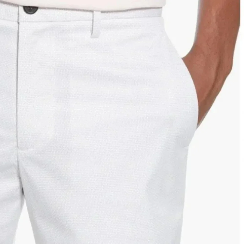 New! Theory Zaine Slim Sillar Print Shorts moon white 28877
